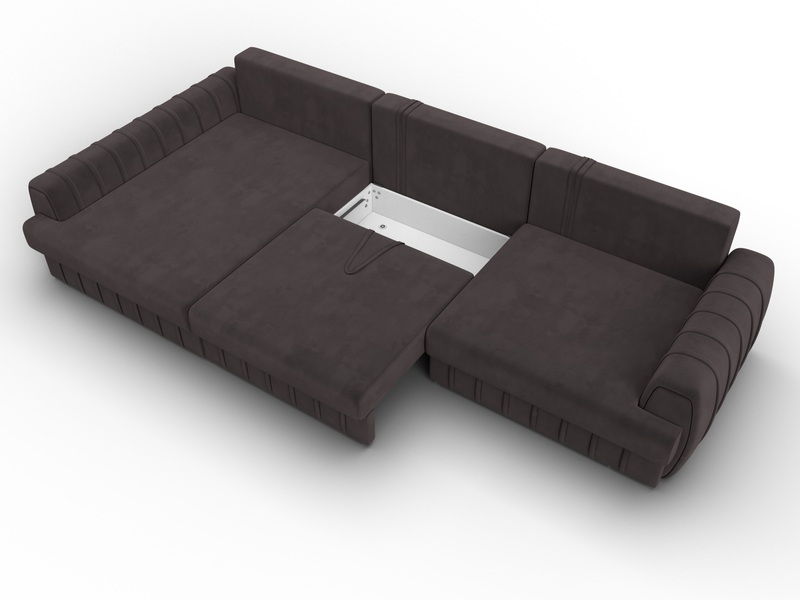 Диван угловой Лига-057 НПБ Лонг угол левый, Велюр, SEVEN 727 коричневый