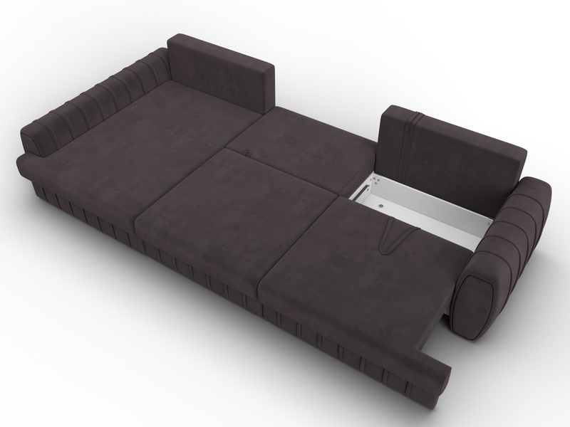 Диван угловой Лига-057 НПБ Лонг угол левый, Велюр, SEVEN 727 коричневый