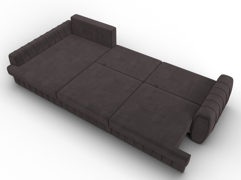 Диван угловой Лига-057 НПБ Лонг угол левый, Велюр, SEVEN 727 коричневый