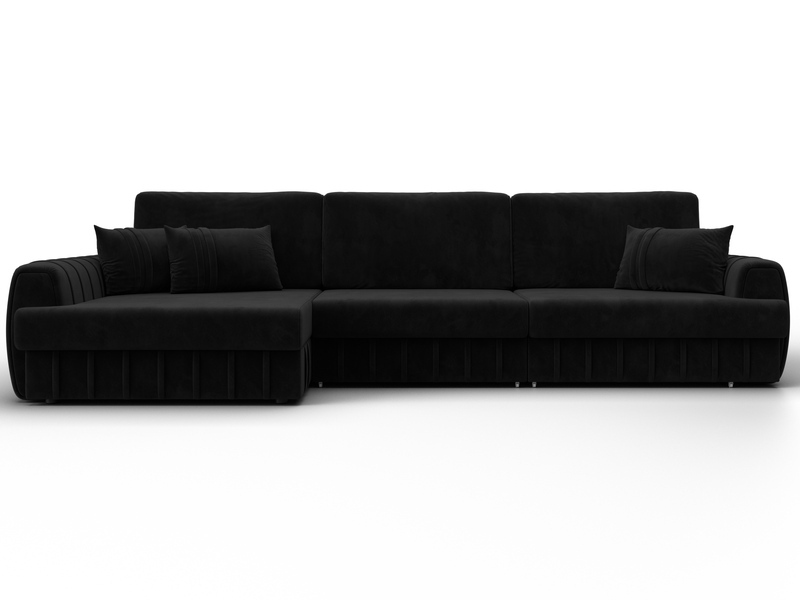 Диван угловой Лига-057 НПБ Лонг угол левый, Велюр, SEVEN 35 черный