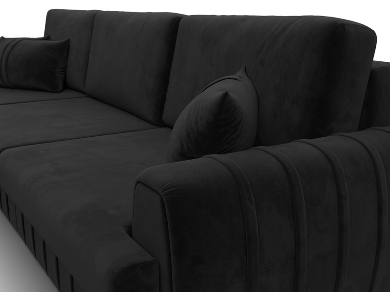 Диван угловой Лига-057 НПБ Лонг угол левый, Велюр, SEVEN 35 черный