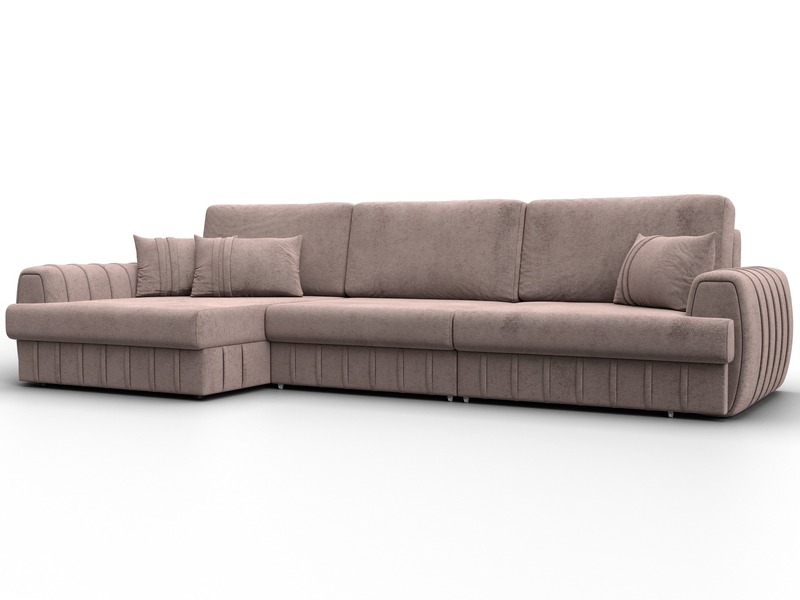 Диван угловой Лига-057 НПБ Лонг угол левый, Велюр, TOWER 05 бежевый