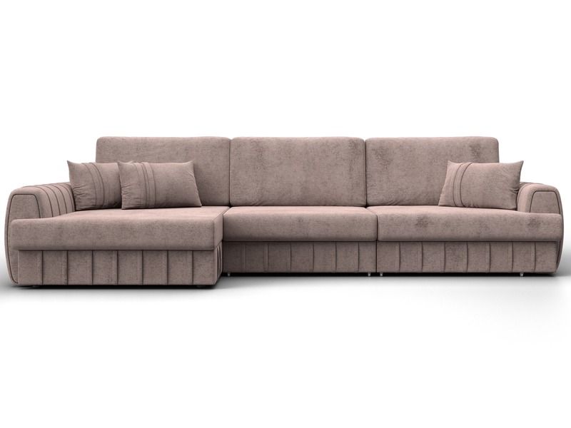 Диван угловой Лига-057 НПБ Лонг угол левый, Велюр, TOWER 05 бежевый