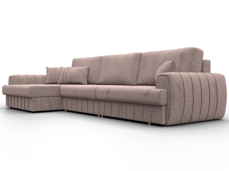 Диван угловой Лига-057 НПБ Лонг угол левый, Велюр, TOWER 05 бежевый