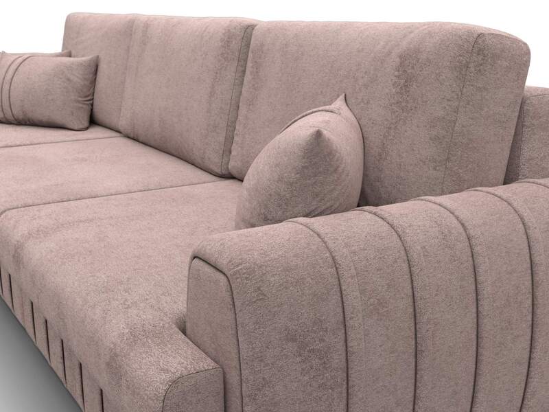 Диван угловой Лига-057 НПБ Лонг угол левый, Велюр, TOWER 05 бежевый