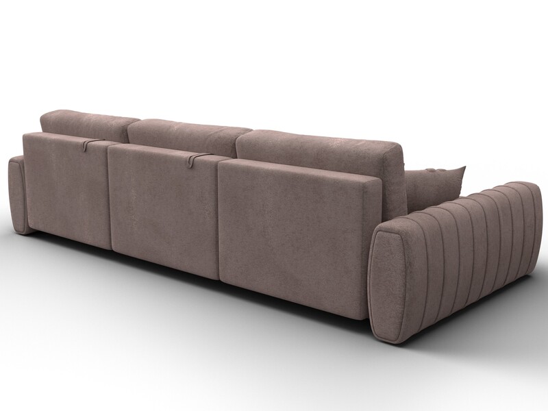 Диван угловой Лига-057 НПБ Лонг угол левый, Велюр, TOWER 05 бежевый