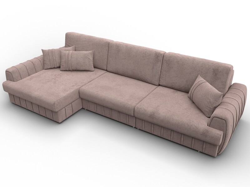 Диван угловой Лига-057 НПБ Лонг угол левый, Велюр, TOWER 05 бежевый