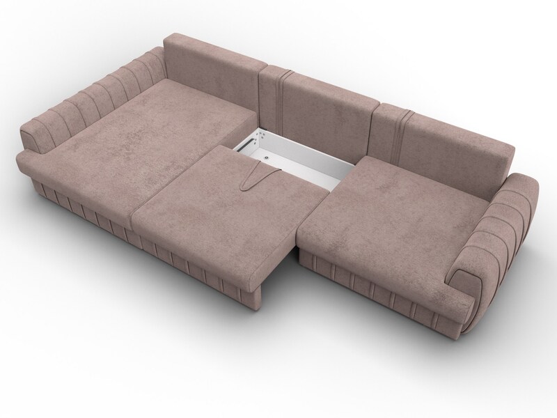 Диван угловой Лига-057 НПБ Лонг угол левый, Велюр, TOWER 05 бежевый