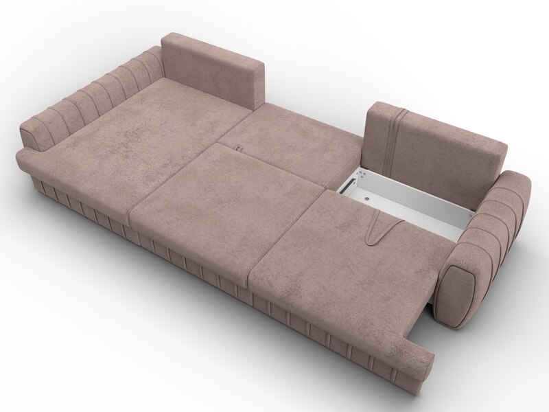 Диван угловой Лига-057 НПБ Лонг угол левый, Велюр, TOWER 05 бежевый