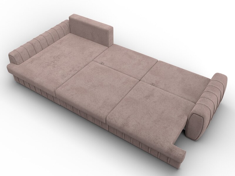 Диван угловой Лига-057 НПБ Лонг угол левый, Велюр, TOWER 05 бежевый