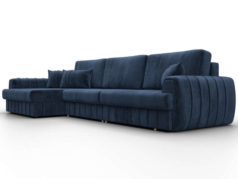 Диван угловой Лига-057 НПБ Лонг угол левый, Велюр, TOWER 13 синий