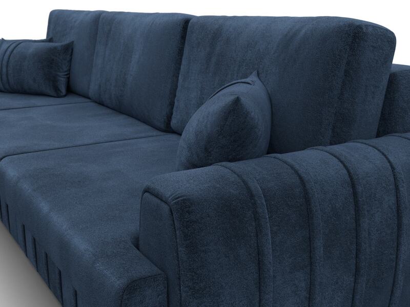 Диван угловой Лига-057 НПБ Лонг угол левый, Велюр, TOWER 13 синий