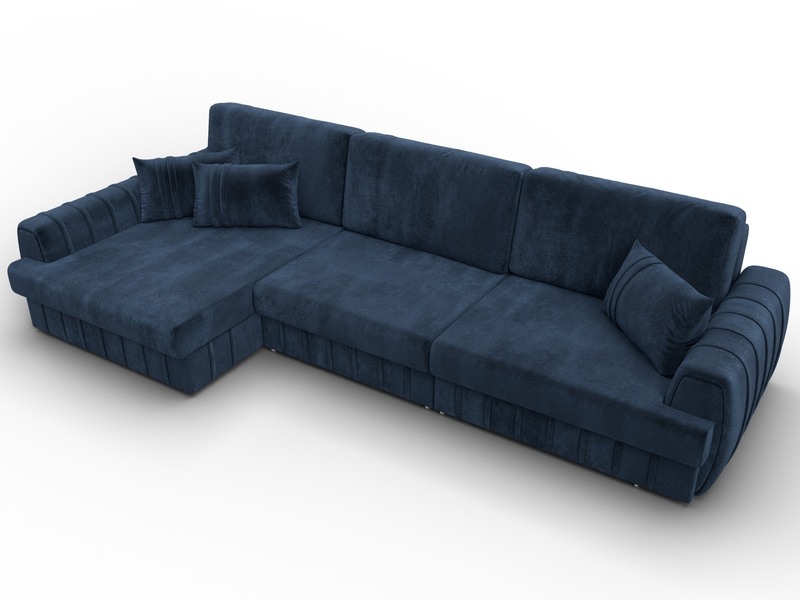 Диван угловой Лига-057 НПБ Лонг угол левый, Велюр, TOWER 13 синий