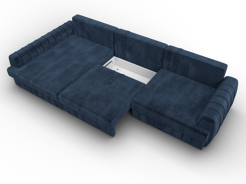 Диван угловой Лига-057 НПБ Лонг угол левый, Велюр, TOWER 13 синий