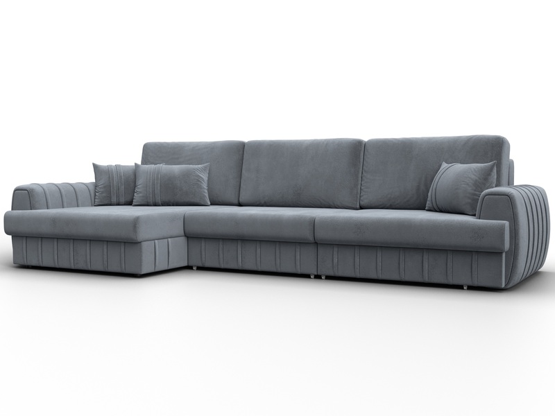 Диван угловой Лига-057 НПБ Лонг угол левый, Велюр, TOWER 10 серый