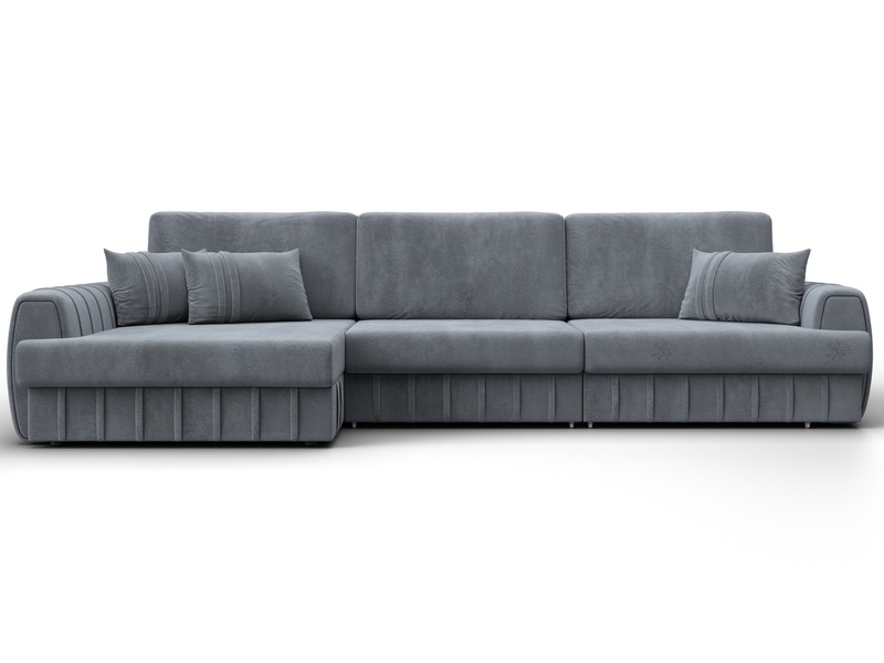 Диван угловой Лига-057 НПБ Лонг угол левый, Велюр, TOWER 10 серый