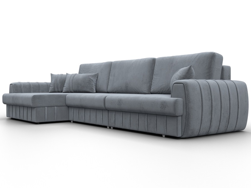 Диван угловой Лига-057 НПБ Лонг угол левый, Велюр, TOWER 10 серый
