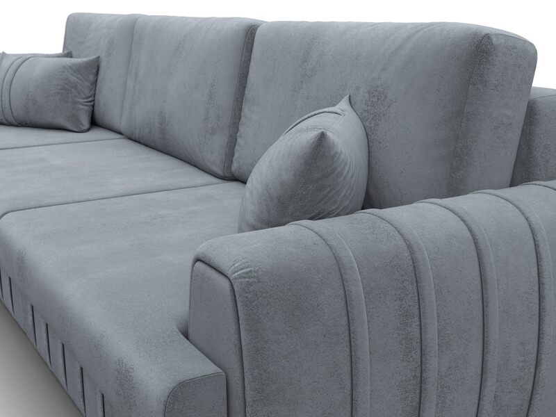 Диван угловой Лига-057 НПБ Лонг угол левый, Велюр, TOWER 10 серый