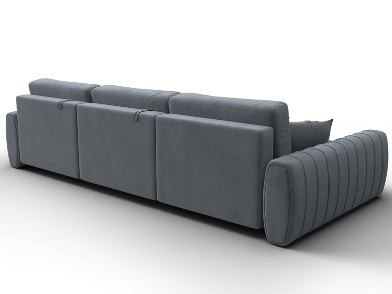 Диван угловой Лига-057 НПБ Лонг угол левый, Велюр, TOWER 10 серый