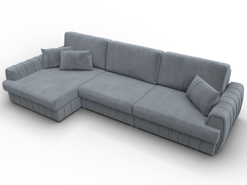 Диван угловой Лига-057 НПБ Лонг угол левый, Велюр, TOWER 10 серый