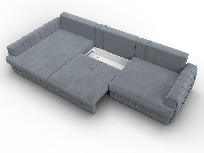 Диван угловой Лига-057 НПБ Лонг угол левый, Велюр, TOWER 10 серый