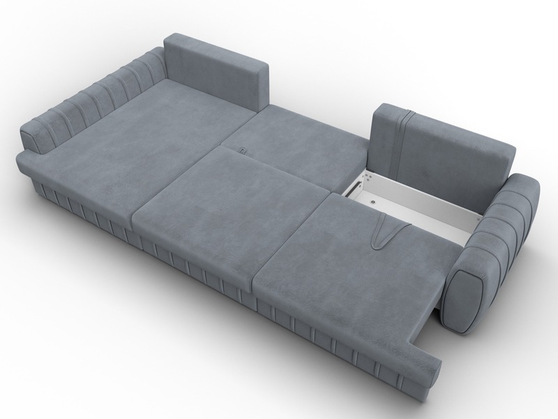 Диван угловой Лига-057 НПБ Лонг угол левый, Велюр, TOWER 10 серый