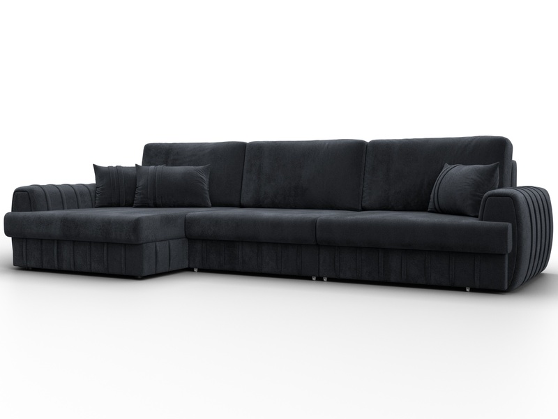 Диван угловой Лига-057 НПБ Лонг угол левый, Велюр, TOWER 11 темно-серый