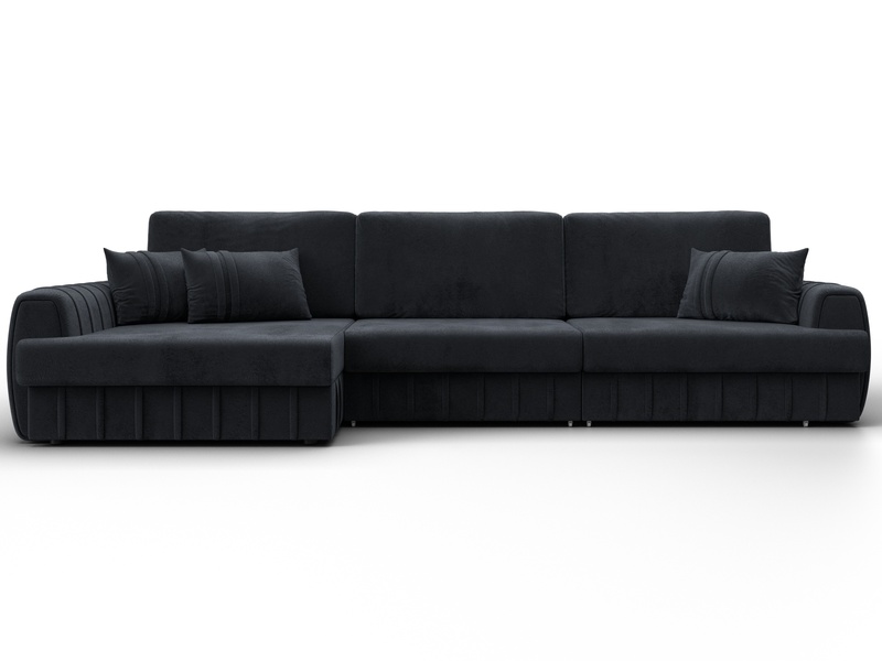 Диван угловой Лига-057 НПБ Лонг угол левый, Велюр, TOWER 11 темно-серый