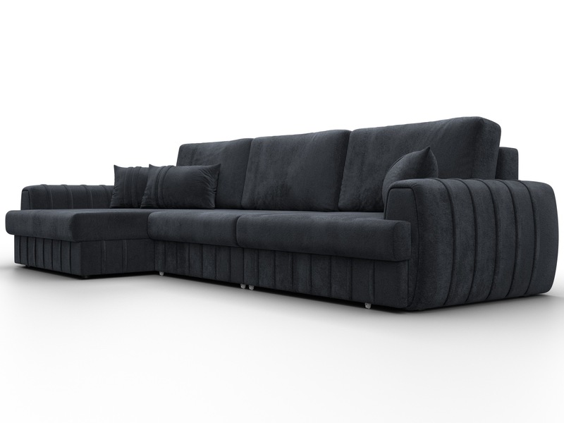 Диван угловой Лига-057 НПБ Лонг угол левый, Велюр, TOWER 11 темно-серый