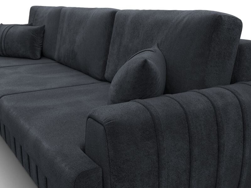 Диван угловой Лига-057 НПБ Лонг угол левый, Велюр, TOWER 11 темно-серый