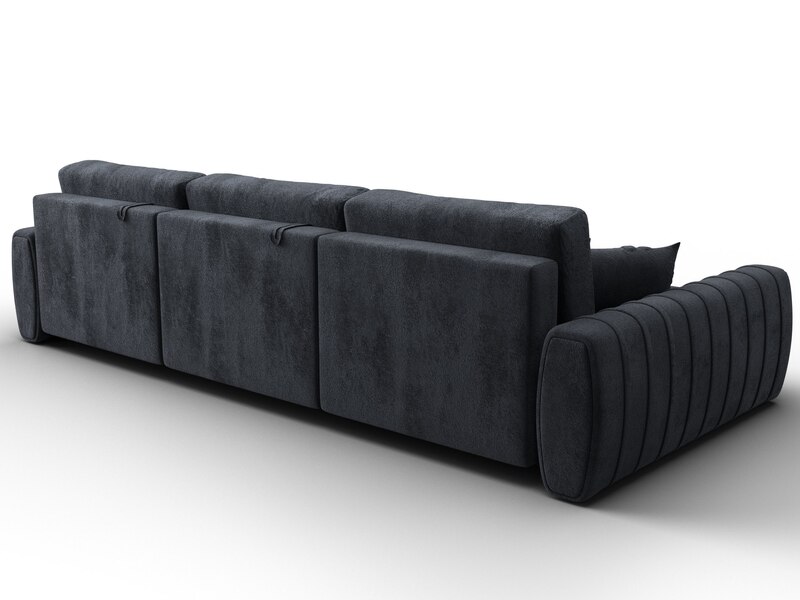 Диван угловой Лига-057 НПБ Лонг угол левый, Велюр, TOWER 11 темно-серый