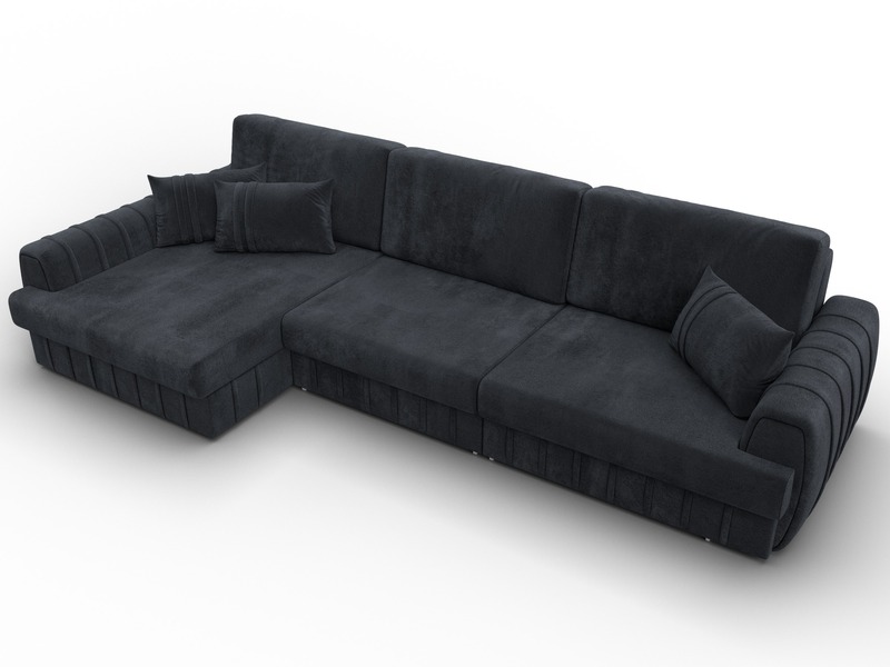 Диван угловой Лига-057 НПБ Лонг угол левый, Велюр, TOWER 11 темно-серый
