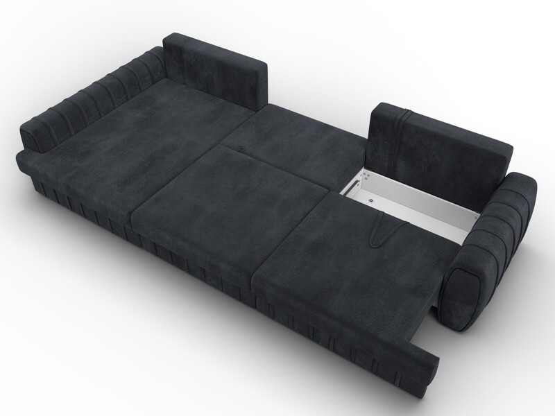 Диван угловой Лига-057 НПБ Лонг угол левый, Велюр, TOWER 11 темно-серый
