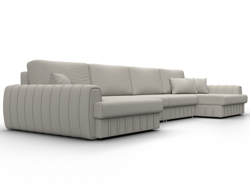 Диван П-образный Лига-057 НПБ Лонг, Рогожка, Амур 02 бежевый