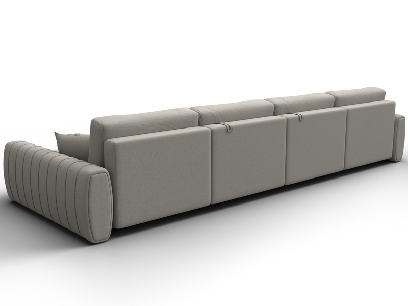 Диван П-образный Лига-057 НПБ Лонг, Рогожка, Амур 02 бежевый