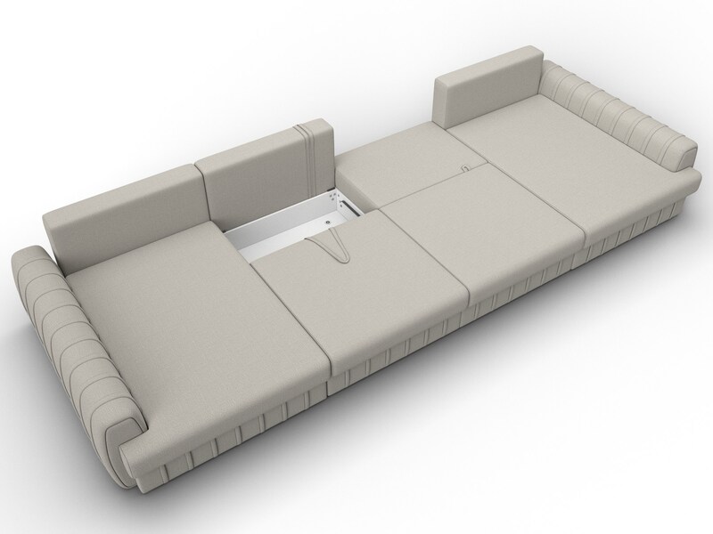Диван П-образный Лига-057 НПБ Лонг, Рогожка, Амур 02 бежевый
