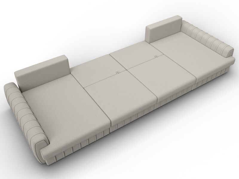 Диван П-образный Лига-057 НПБ Лонг, Рогожка, Амур 02 бежевый