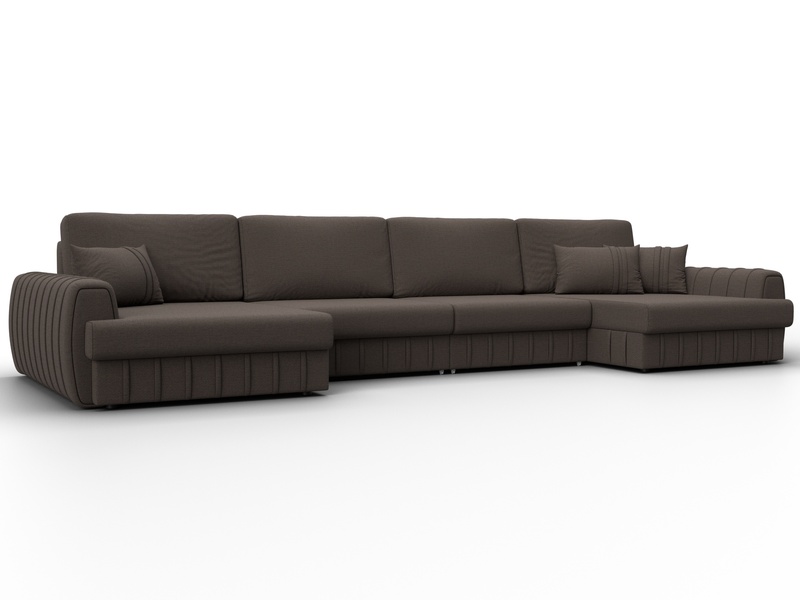 Диван П-образный Лига-057 НПБ Лонг, Рогожка, Амур 05 коричневый