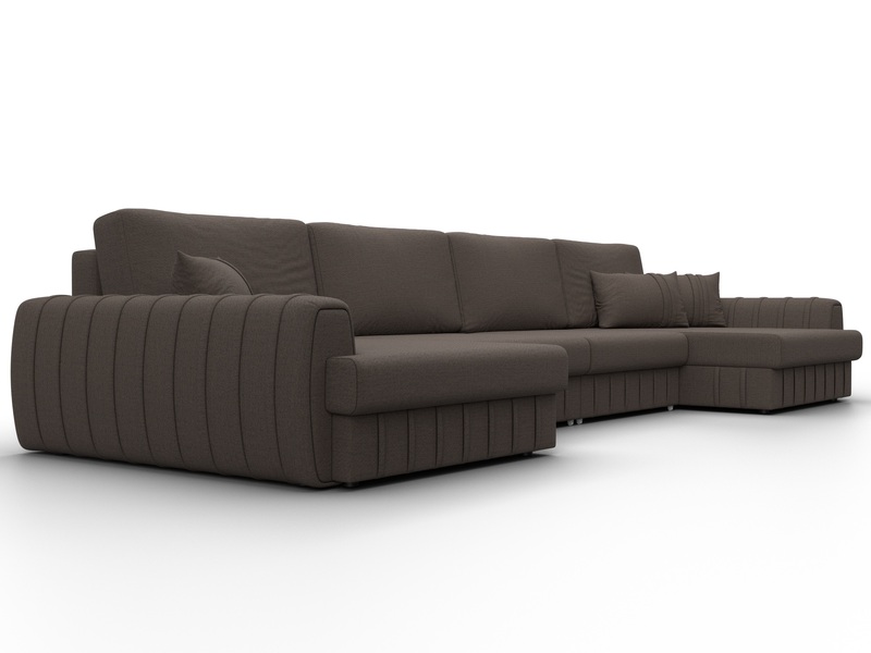 Диван П-образный Лига-057 НПБ Лонг, Рогожка, Амур 05 коричневый