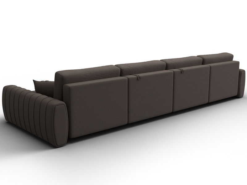 Диван П-образный Лига-057 НПБ Лонг, Рогожка, Амур 05 коричневый