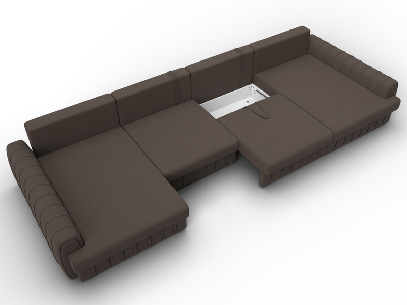 Диван П-образный Лига-057 НПБ Лонг, Рогожка, Амур 05 коричневый