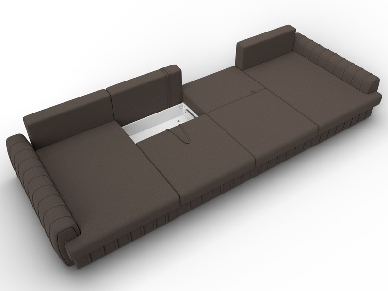 Диван П-образный Лига-057 НПБ Лонг, Рогожка, Амур 05 коричневый