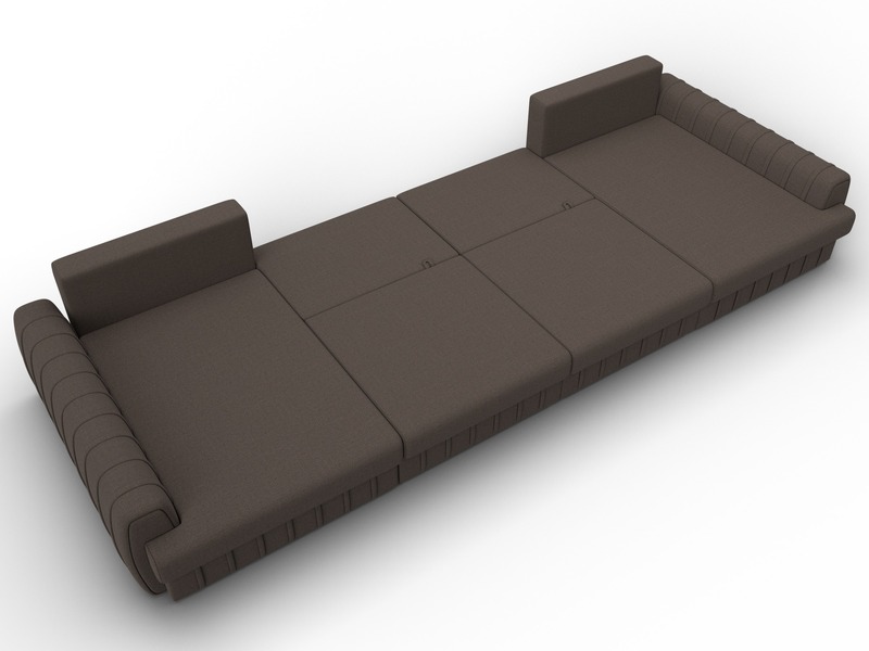 Диван П-образный Лига-057 НПБ Лонг, Рогожка, Амур 05 коричневый