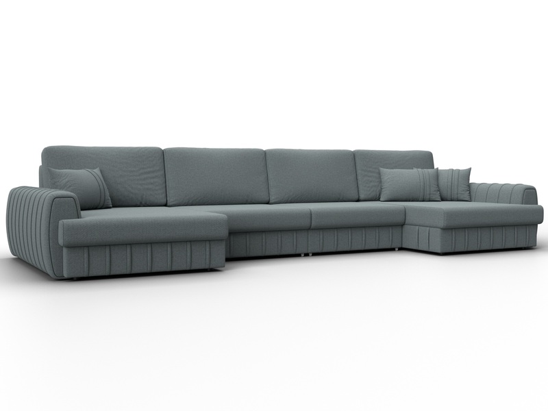 Диван П-образный Лига-057 НПБ Лонг, Рогожка, Амур 07 серый