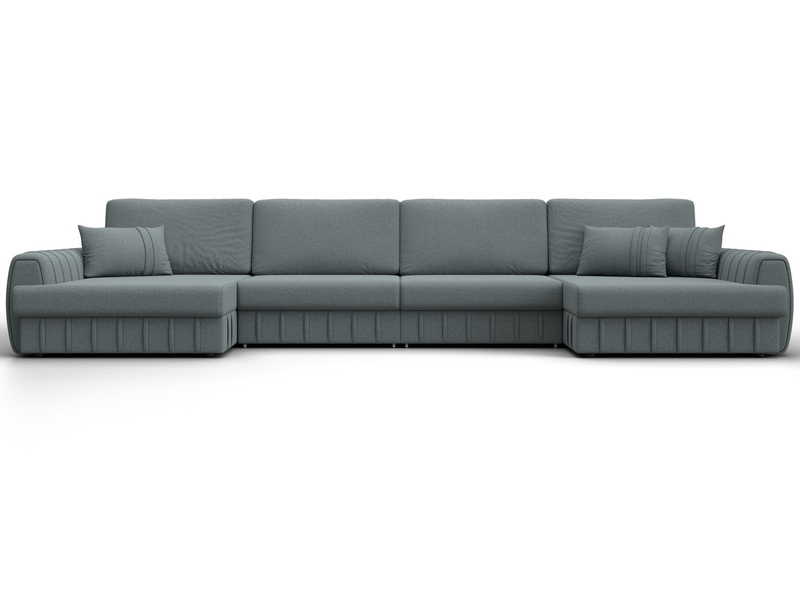 Диван П-образный Лига-057 НПБ Лонг, Рогожка, Амур 07 серый