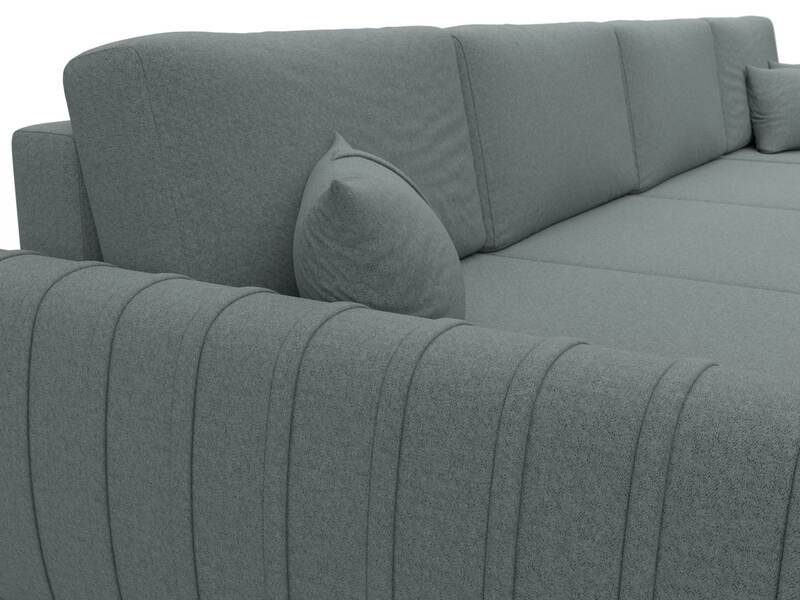 Диван П-образный Лига-057 НПБ Лонг, Рогожка, Амур 07 серый