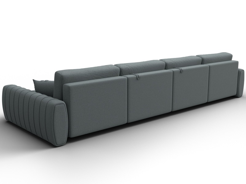 Диван П-образный Лига-057 НПБ Лонг, Рогожка, Амур 07 серый