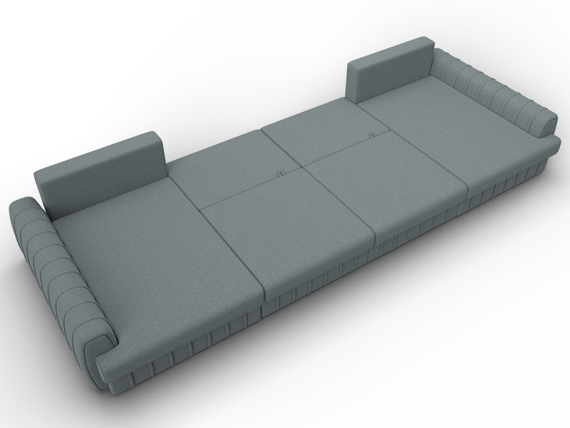 Диван П-образный Лига-057 НПБ Лонг, Рогожка, Амур 07 серый