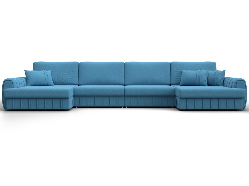 Диван П-образный Лига-057 НПБ Лонг, Рогожка, Амур 10 голубой