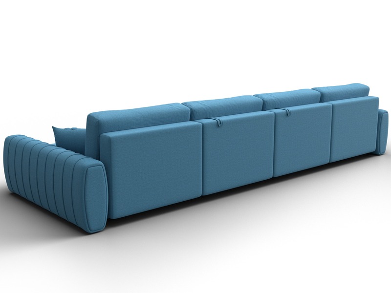 Диван П-образный Лига-057 НПБ Лонг, Рогожка, Амур 10 голубой